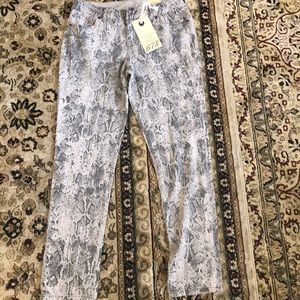 patterned jeans